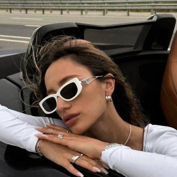 NEW PRADA PR14YS 1425S0 TALC DARK GREY SUNGLASSES - Picture 2 of 15